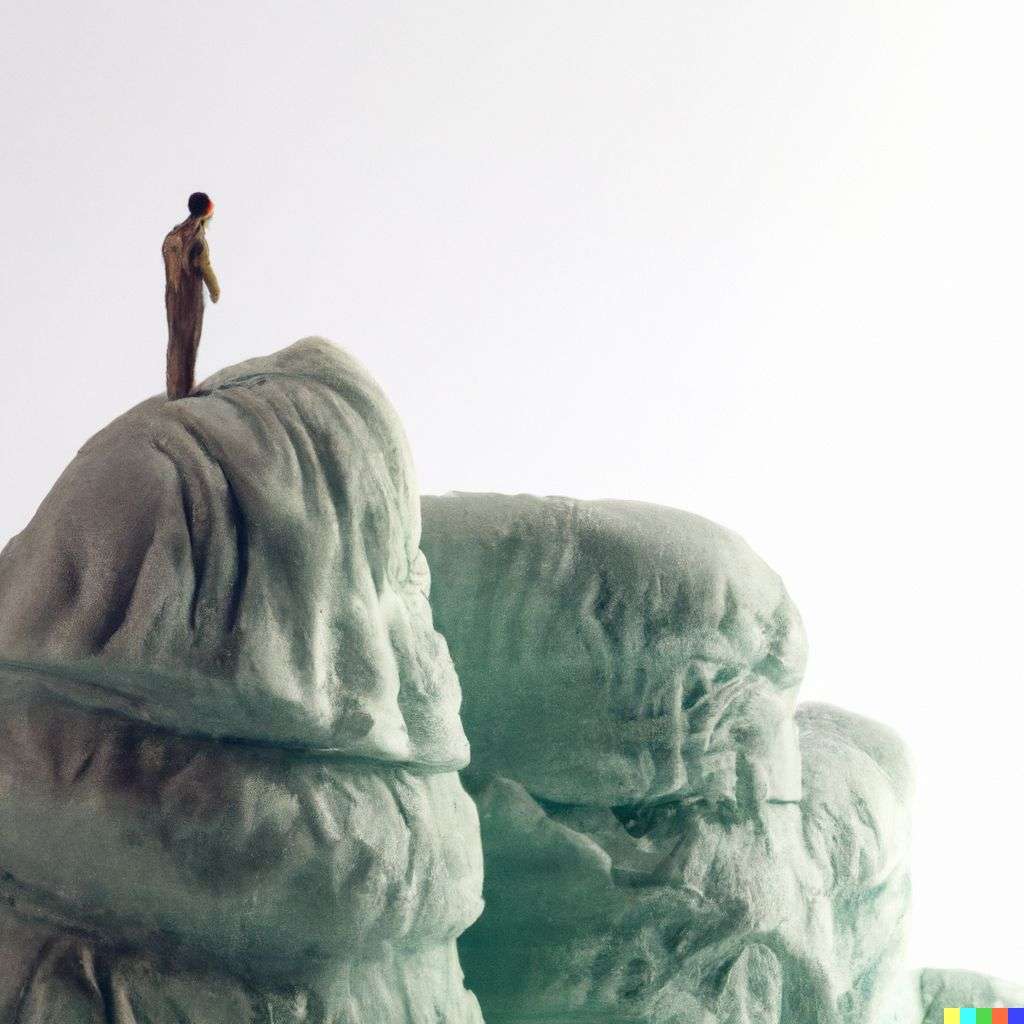 someone gazing at Mount Everest, 3D-printed model